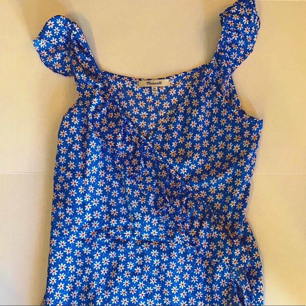MADEWELL Ditsy Floral Blue Maxi Ruffle Dress